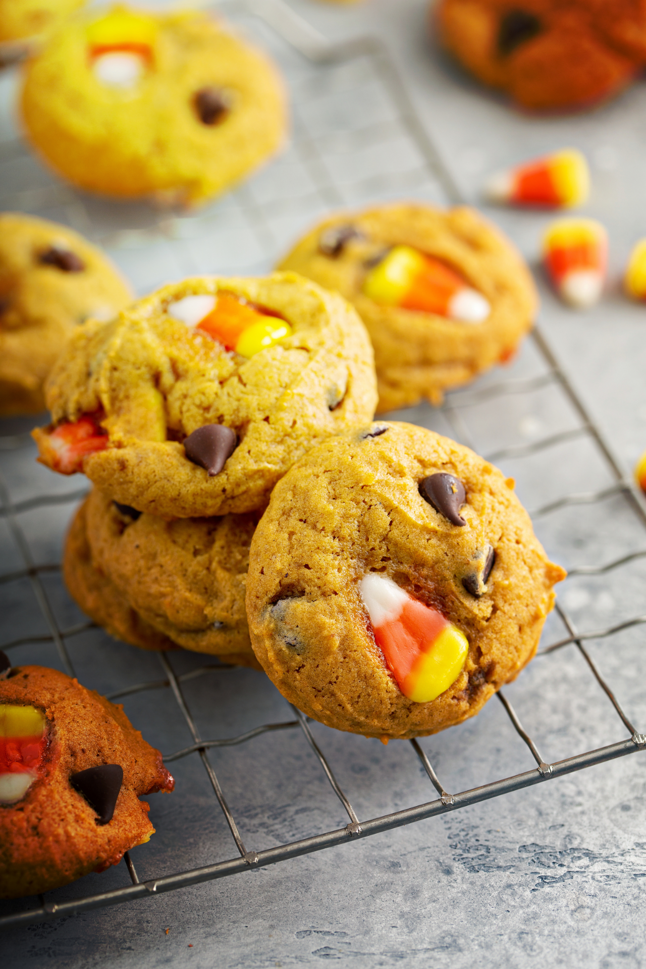 Candy Corn and Chocolate Chips Pumpkin Cookies Recipe